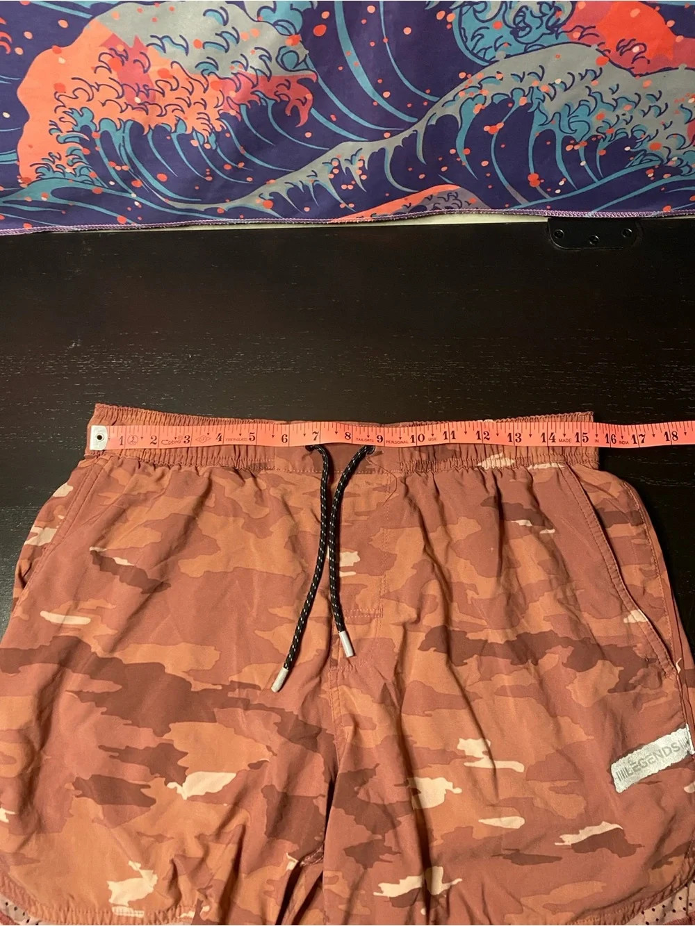 Men's Rust Camo Athletic Shorts with Drawstring - Picture 4 of 8